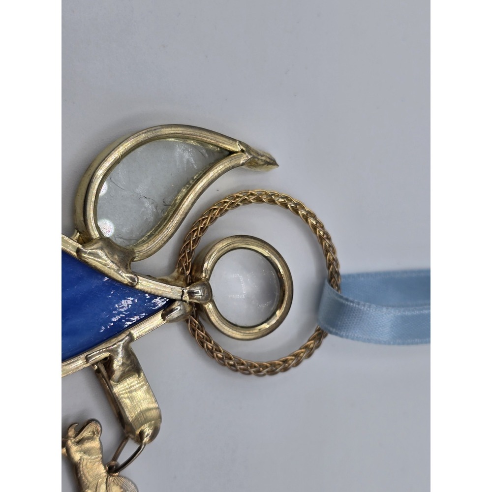 Vintage Christmas Ornament Stained Glass Angel Sun Catcher Blue Rocking Horse - Picture 4 of 7